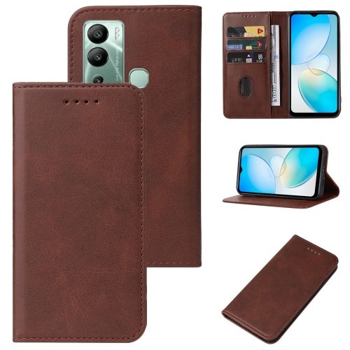 

For Infinix Hot 12i Magnetic Closure Leather Phone Case(Brown)