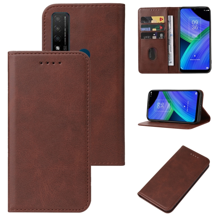

For TCL 20 R 5G Magnetic Closure Leather Phone Case(Brown)