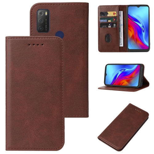 

For TCL 20E Magnetic Closure Leather Phone Case(Brown)