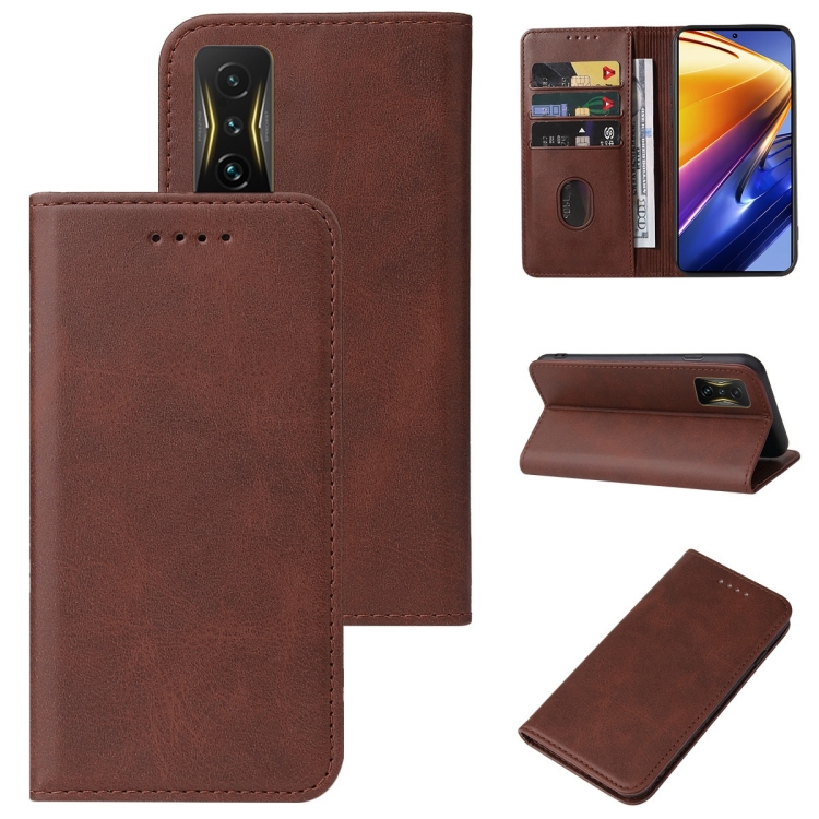 

For Xiaomi Poco F4 GT Magnetic Closure Leather Phone Case(Brown)