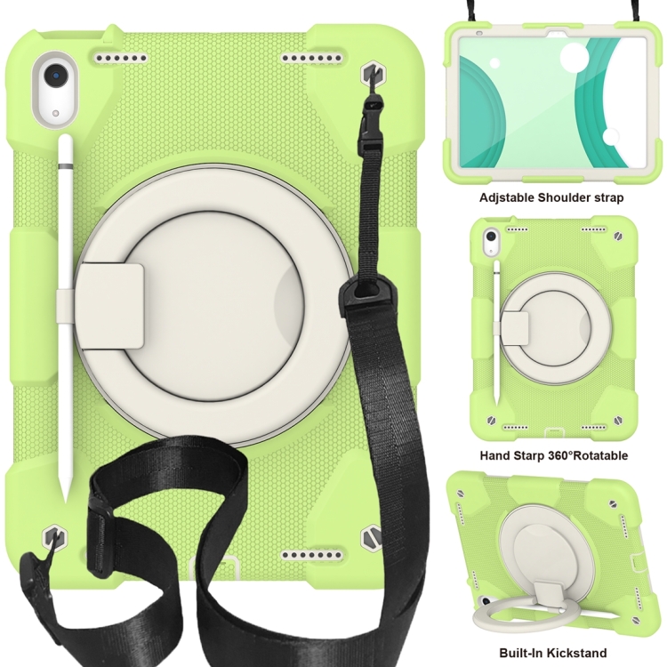 Pour iPad 2025/2022 360 Rotation PC + étui pour tablette en silicone (vert matcha)