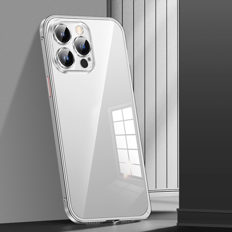 

For iPhone 12 Pro Spring Buckle Metal Transparent Phone Case with Lens Protection(Silver)