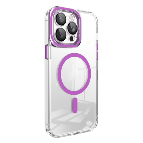 

For iPhone 14 Plus Lens Protector MagSafe Phone Case(Plum)