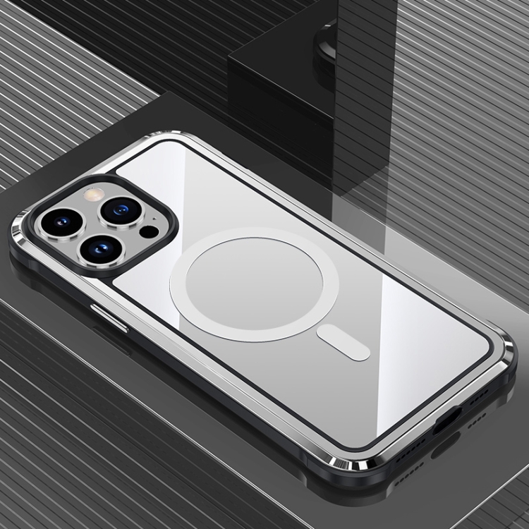 

For iPhone 14 Pro MagSafe Steel Armour Series Metal + PC Phone Case(Silver)