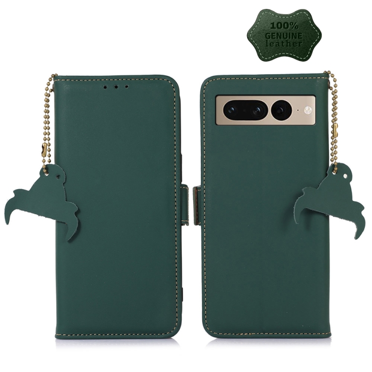 

For Google Pixel 7 Pro Genuine Leather Magnetic RFID Leather Phone Case(Green)