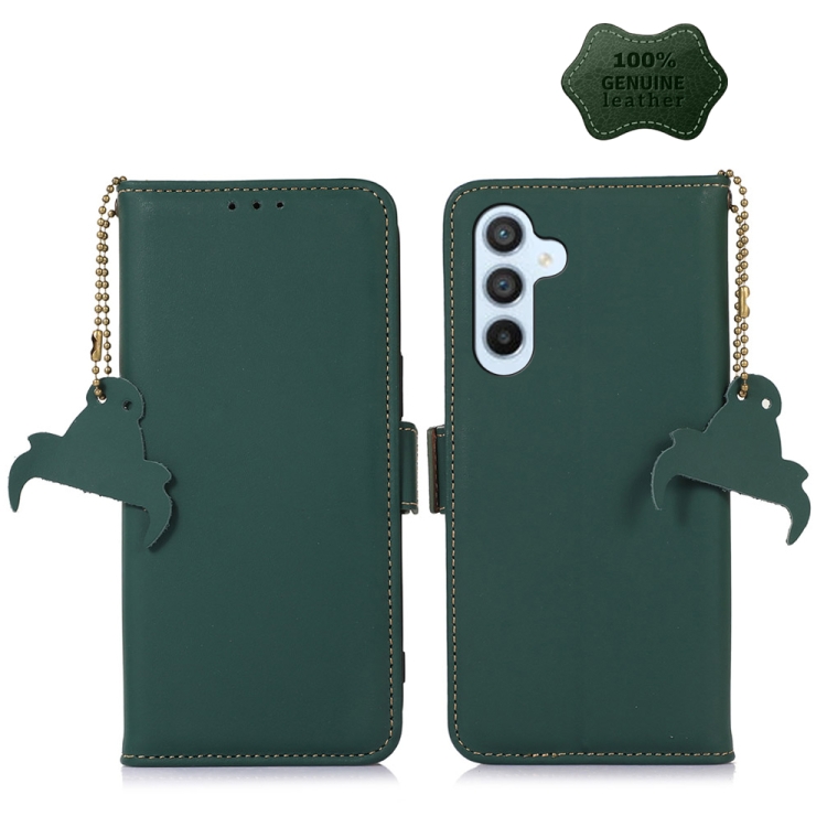 

For Samsung Galaxy S23+ 5G Genuine Leather Magnetic RFID Leather Phone Case(Green)