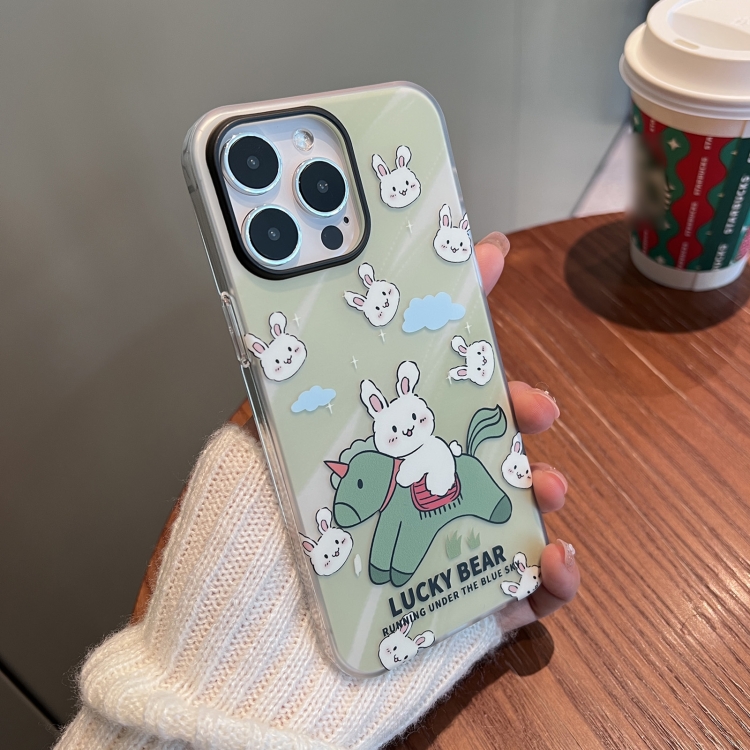 

For iPhone 13 IMD Pattern TPU Phone Case(Green Rabbit)