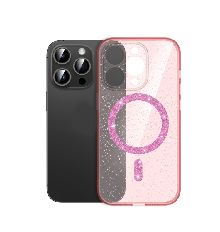 

For iPhone 12 Pro Magsafe Glitter Shockproof Phone Case(Pink)
