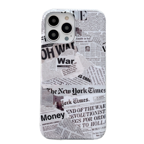 For iPhone 12 2 in 1 Detachable Painted Pattern Phone Case Newspapers