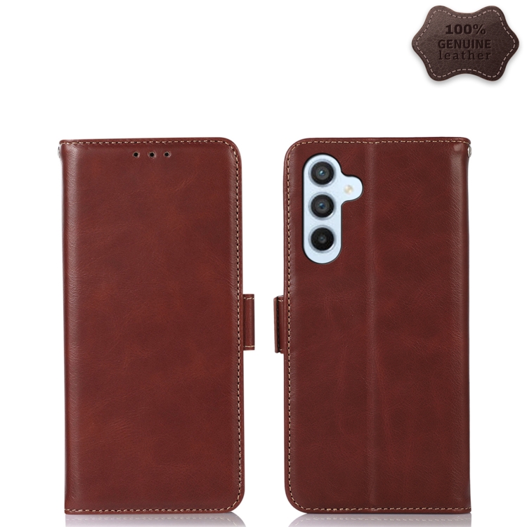 

For Samsung Galaxy A54 5G Crazy Horse Top Layer Cowhide Leather Phone Case(Brown)