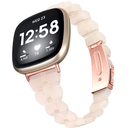 

For Fitbit Versa 3 / Sense Universal Rhombus Resin Watch Band(Mermaid Pink)