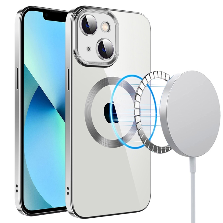 

For iPhone 13 Electroplating MagSafe TPU Phone Case with Lens Film(Silver)