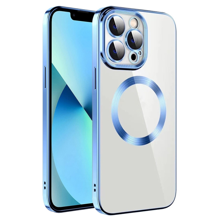 

For iPhone 12 Pro Electroplating MagSafe TPU Phone Case with Lens Film(Sierra Blue)
