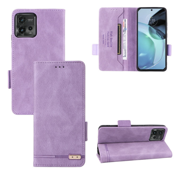 

For Motorola Moto G72 4G Magnetic Clasp Flip Leather Phone Case(Purple)