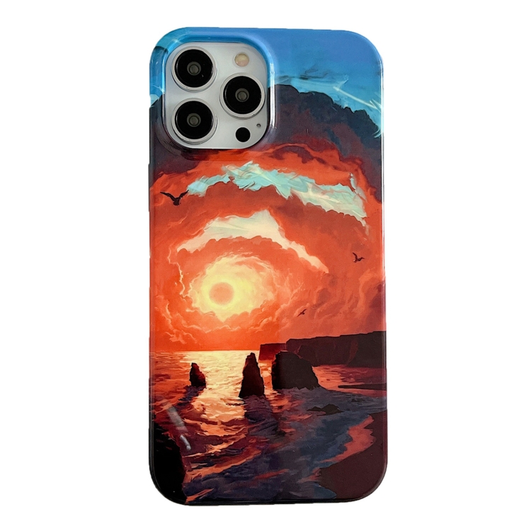 

For iPhone 14 Plus 2 in 1 Detachable Oil Painting Sea Pattern Phone Case(Red)