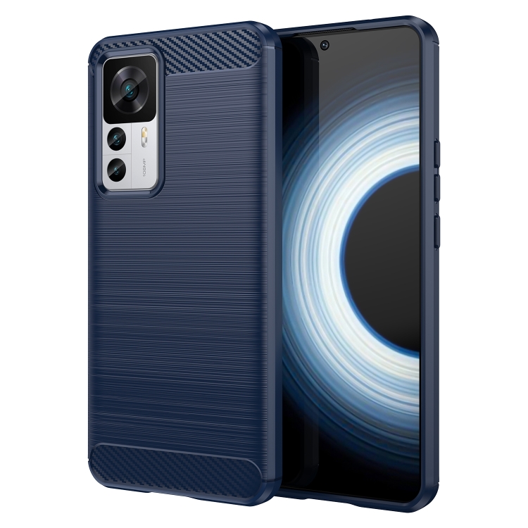 

For Xiaomi 12T Pro Brushed Texture Carbon Fiber TPU Phone Case(Blue)
