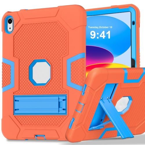 

For iPad 10th Gen 10.9 2022 Contrast Color Robot Silicone + PC Tablet Protective Case(Orange Blue)