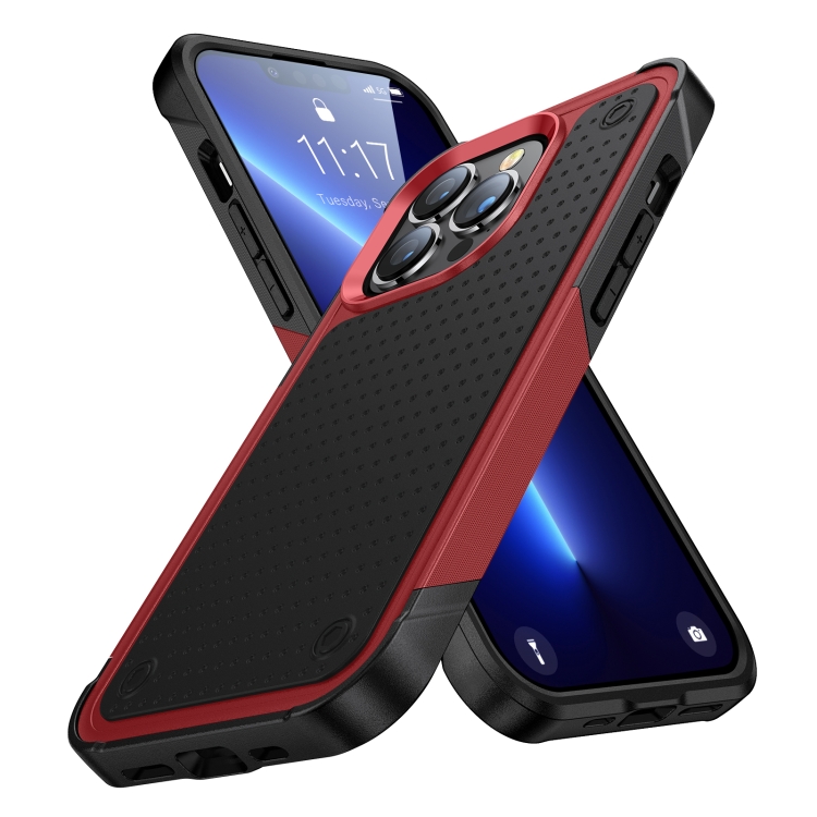 

For iPhone 13 Pro Max PC + TPU Shockproof Protective Phone Case(Red+Black)