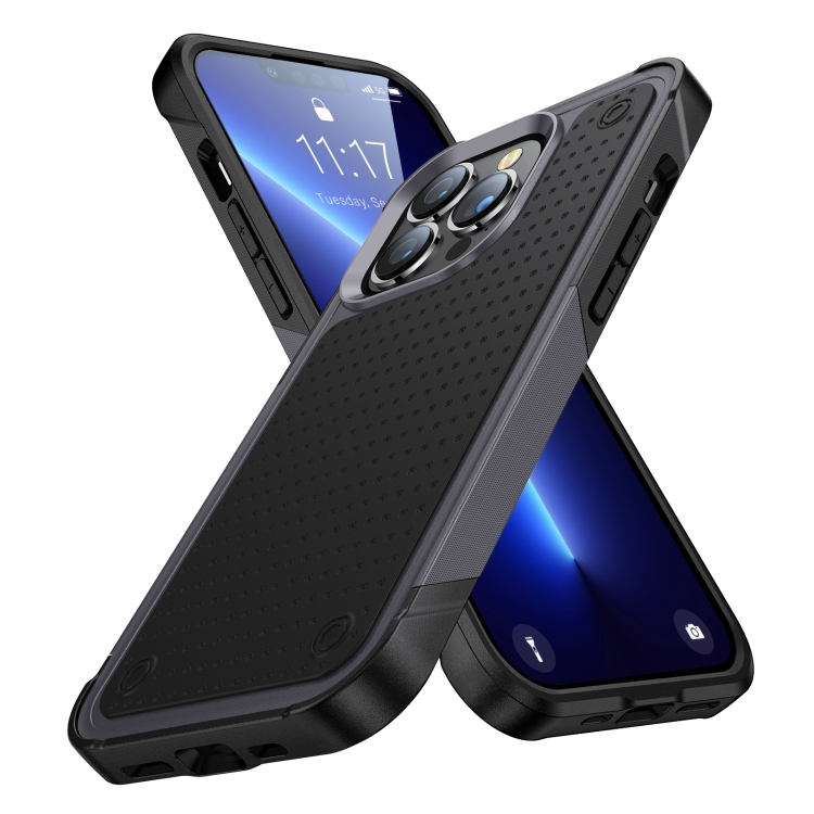 

For iPhone 13 Pro Max PC + TPU Shockproof Protective Phone Case(Grey+Black)