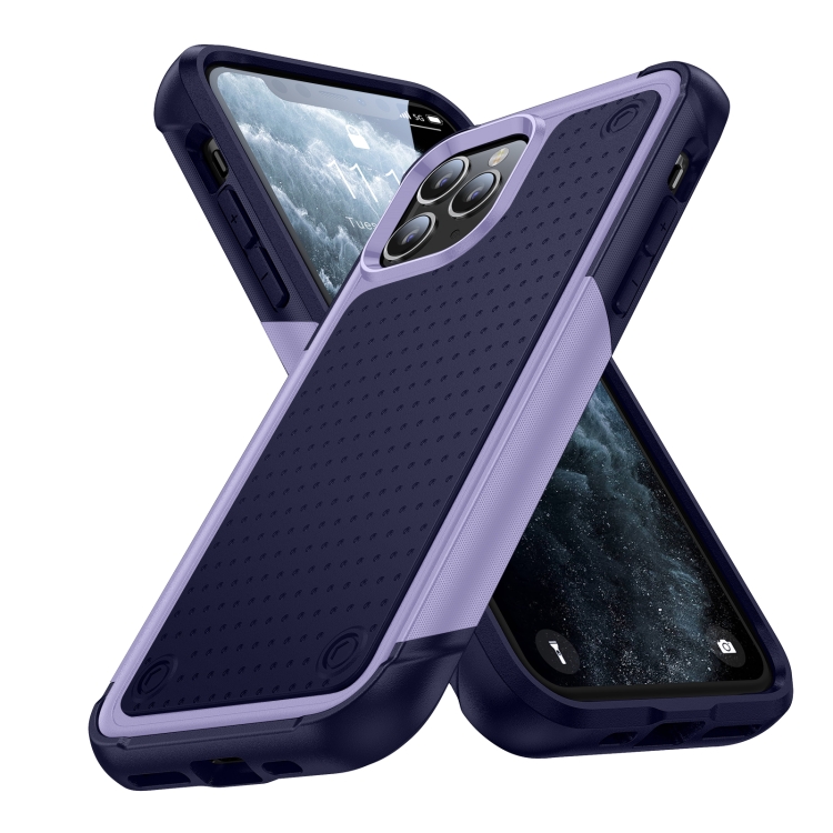 

For iPhone 11 Pro PC + TPU Shockproof Protective Phone Case(Light Purple+Sapphire Blue)