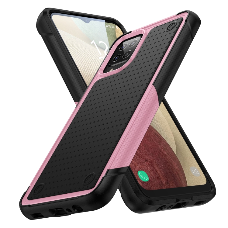 

For Samsung Galaxy A12 Nacho PC + TPU Shockproof Protective Phone Case(Pink+Black)