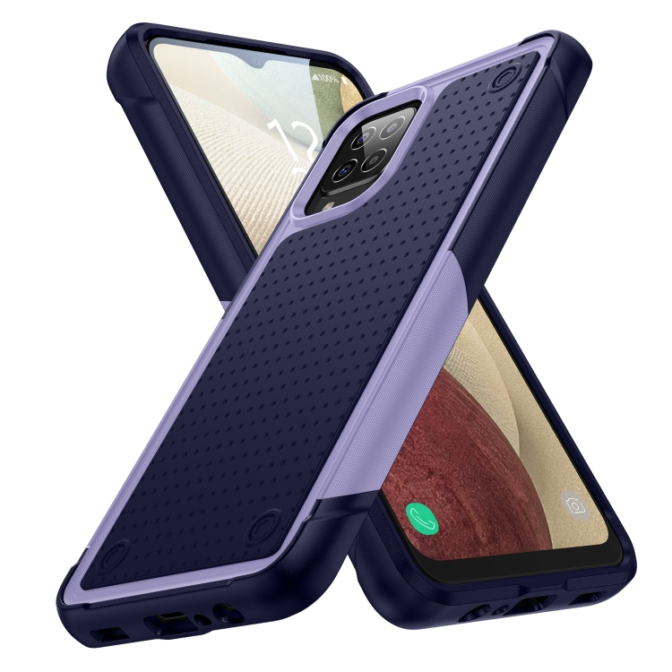 

For Samsung Galaxy A12 PC + TPU Shockproof Protective Phone Case(Light Purple+Sapphire Blue)