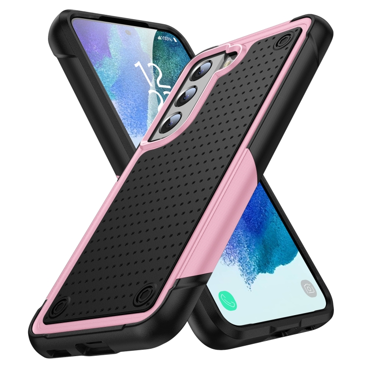 

For Samsung Galaxy S21 FE 5G PC + TPU Shockproof Protective Phone Case(Pink+Black)