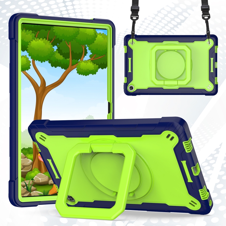 

For Lenovo Tab M10 Plus 10.6 3rd Gen 2022 Silicone + PC Bracelet Holder Tablet Case(Navy Blue + Yellow Green)