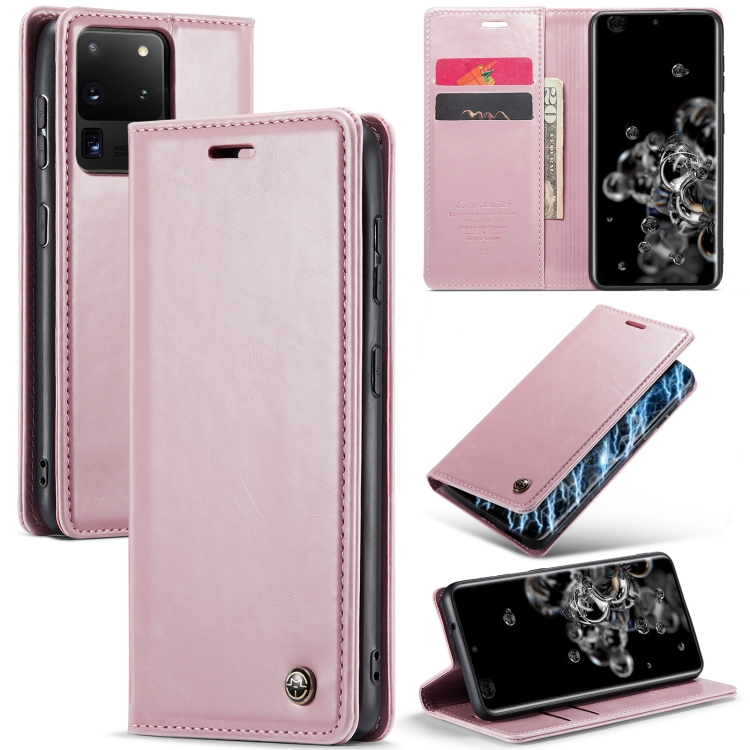 

For Samsung Galaxy S20 Ultra CaseMe 003 Crazy Horse Texture Leather Phone Case(Rose Gold)
