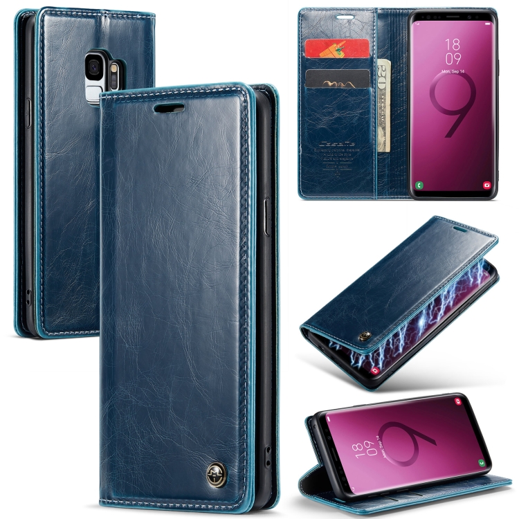 

For Samsung Galaxy S9 CaseMe 003 Crazy Horse Texture Leather Phone Case(Blue)