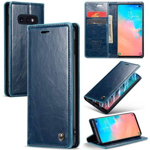 

For Samsung Galaxy S10e CaseMe 003 Crazy Horse Texture Leather Phone Case(Blue)