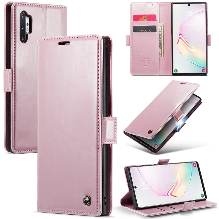 

For Samsung Galaxy Note10+ CaseMe 003 Crazy Horse Texture Leather Phone Case(Rose Gold)