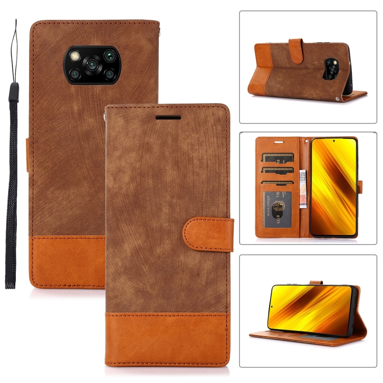 

For Xiaomi Poco X3 NFC Splicing Leather Phone Case(Brown)