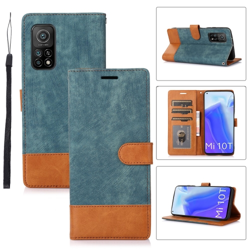 

For Xiaomi Mi 10T 5G / 10T Pro 5G Splicing Leather Phone Case(Green)
