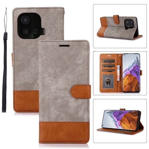 

For Xiaomi Mi 11 Pro Splicing Leather Phone Case(Grey)