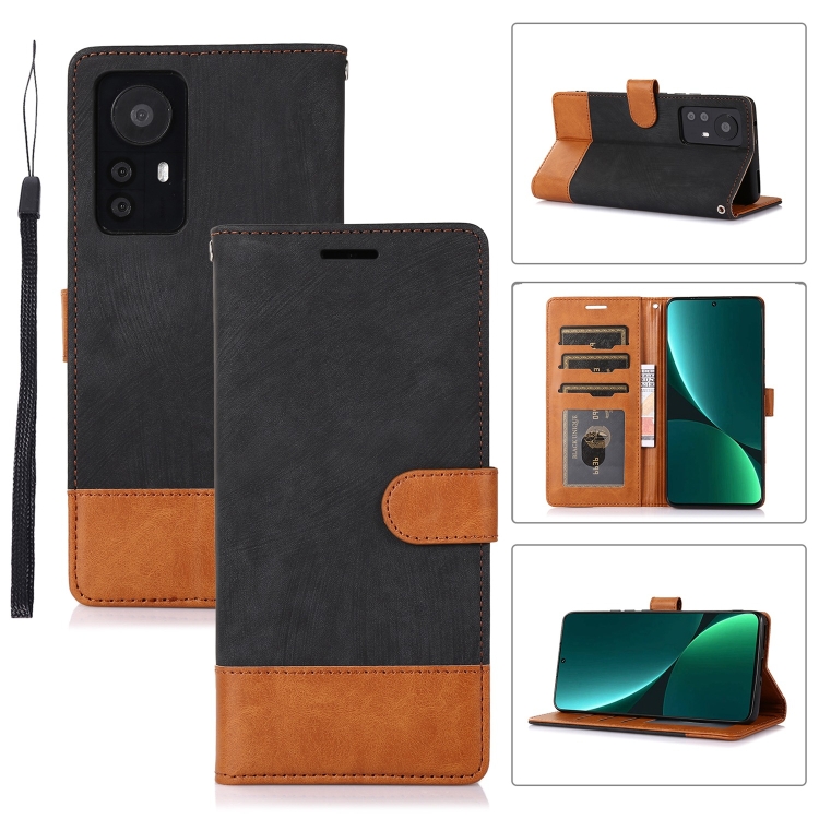 

For Xiaomi 12 Pro Splicing Leather Phone Case(Black)