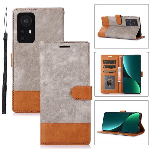 

For Xiaomi 12 Pro Splicing Leather Phone Case(Grey)