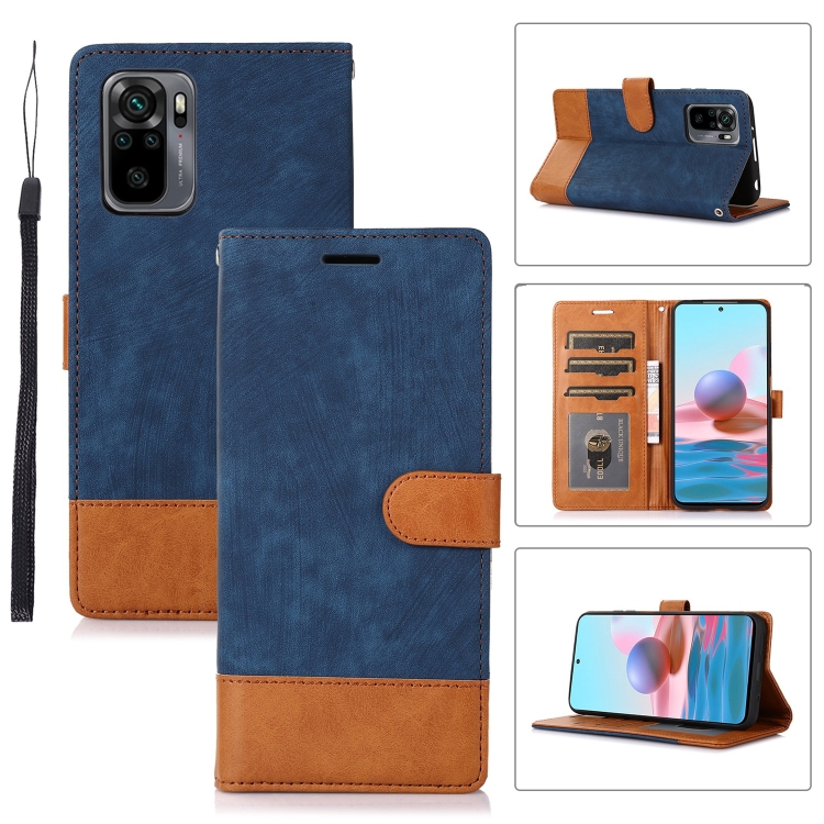 

For Xiaomi Redmi 10 Splicing Leather Phone Case(Dark Blue)