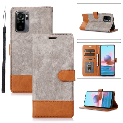 

For Xiaomi Redmi 10 Splicing Leather Phone Case(Grey)