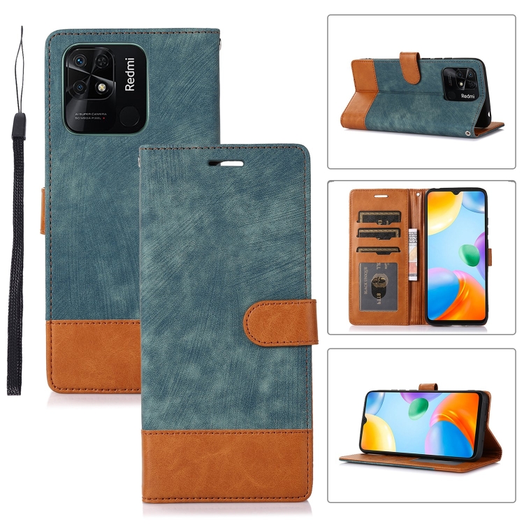

For Xiaomi Redmi 10 India Splicing Leather Phone Case(Green)