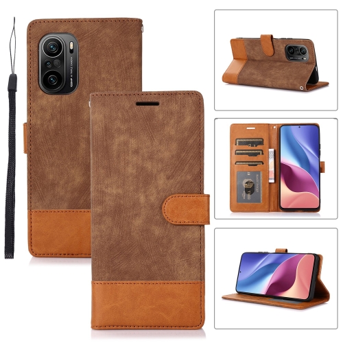 

For Xiaomi Redmi K40 / K40 Pro Splicing Leather Phone Case(Brown)