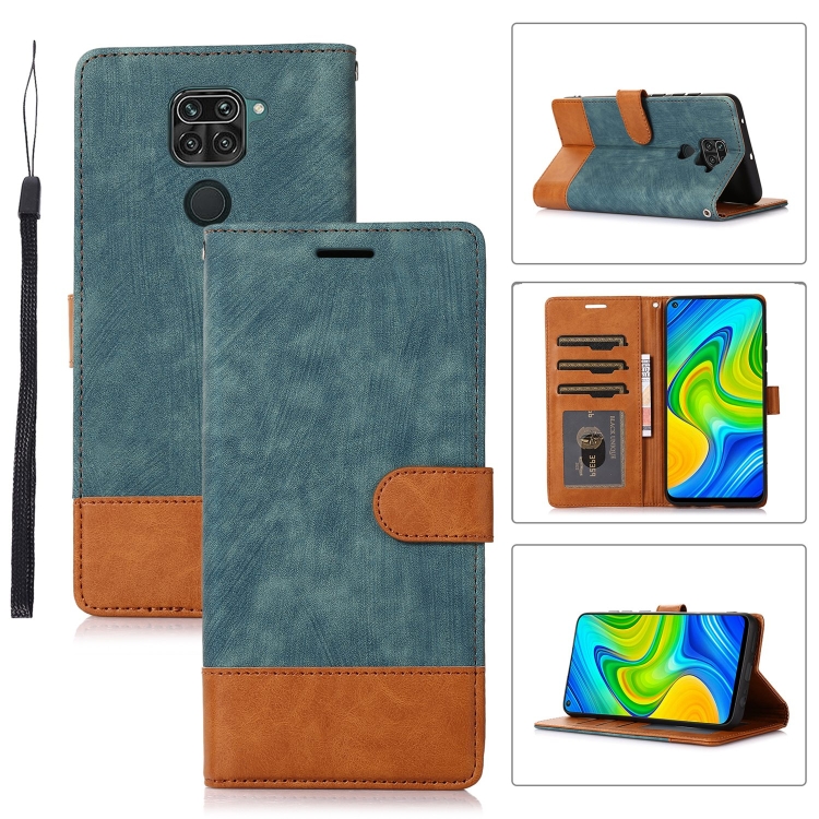 

For Xiaomi Redmi Note 9 4G Splicing Leather Phone Case(Green)