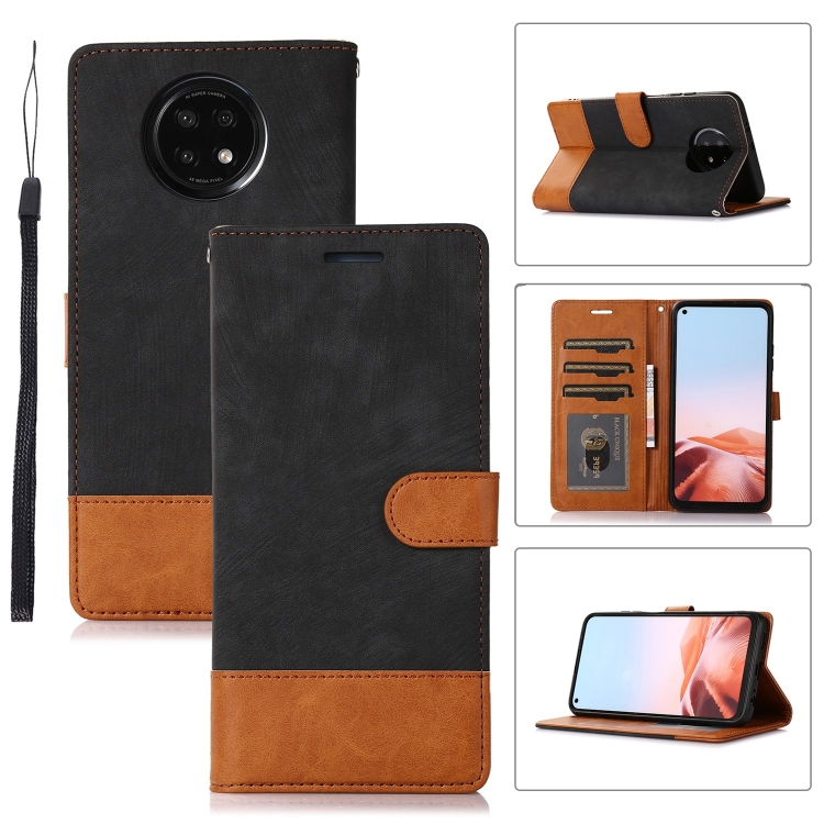 

For Xiaomi Redmi Note 9T / Note 9 5G Splicing Leather Phone Case(Black)