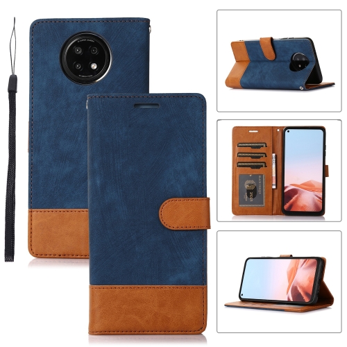 

For Xiaomi Redmi Note 9T / Note 9 5G Splicing Leather Phone Case(Dark Blue)