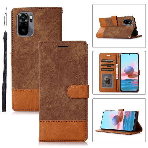 

For Xiaomi Redmi Note 10 4G Splicing Leather Phone Case(Brown)