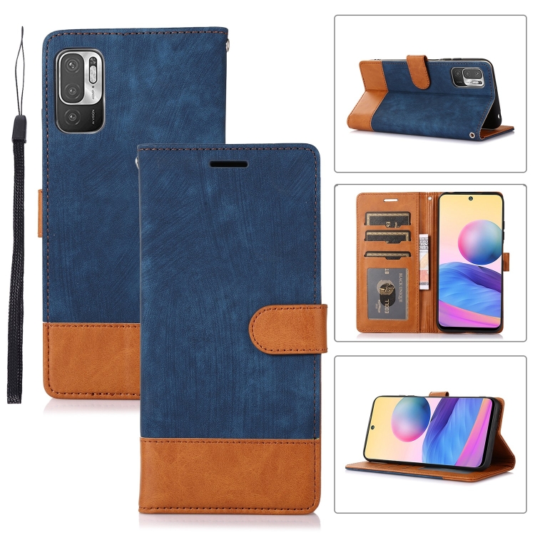 

For Xiaomi Redmi Note 10 5G Splicing Leather Phone Case(Dark Blue)