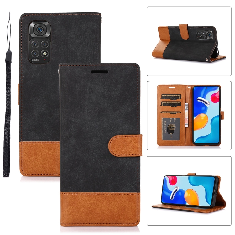 

For Xiaomi Redmi Note 11 4G / 11s Splicing Leather Phone Case(Black)