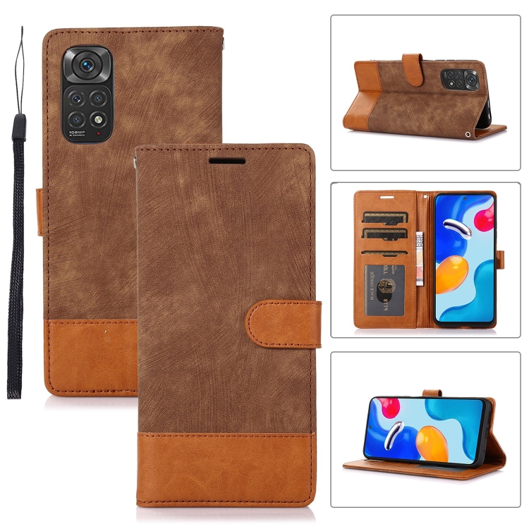 

For Xiaomi Redmi Note 11 4G / 11s Splicing Leather Phone Case(Brown)