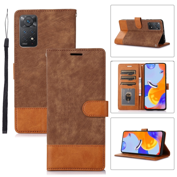 

For Xiaomi Redmi Note 11 Pro 5G / 4G Splicing Leather Phone Case(Brown)