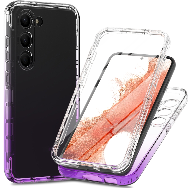 

For Samsung Galaxy S23 5G Integrated Transparent Gradient Color TPU + PC + PET Protective Phone Case(Purple)